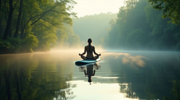 Finde die Balance beim SUP Yoga auf dem Wasser